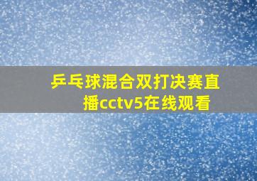 乒乓球混合双打决赛直播cctv5在线观看