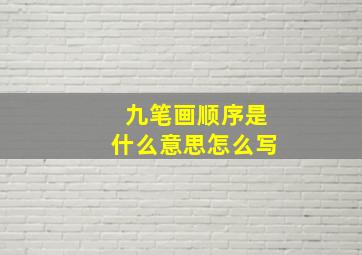 九笔画顺序是什么意思怎么写