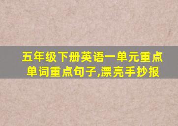 五年级下册英语一单元重点单词重点句子,漂亮手抄报