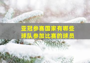 亚冠参赛国家有哪些球队参加比赛的球员