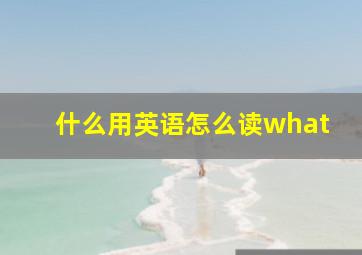 什么用英语怎么读what