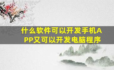 什么软件可以开发手机APP又可以开发电脑程序