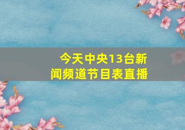 今天中央13台新闻频道节目表直播