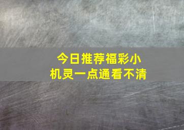 今日推荐福彩小机灵一点通看不清