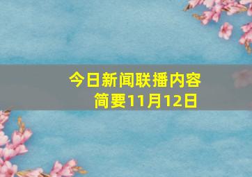 今日新闻联播内容简要11月12日