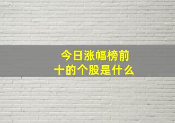 今日涨幅榜前十的个股是什么