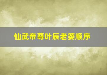 仙武帝尊叶辰老婆顺序