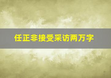 任正非接受采访两万字