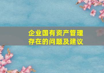 企业国有资产管理存在的问题及建议