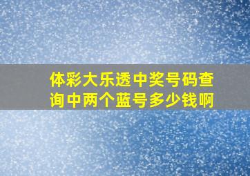 体彩大乐透中奖号码查询中两个蓝号多少钱啊