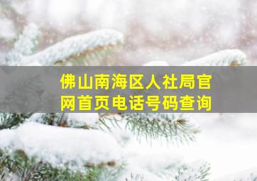 佛山南海区人社局官网首页电话号码查询