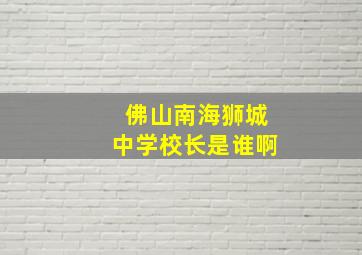 佛山南海狮城中学校长是谁啊