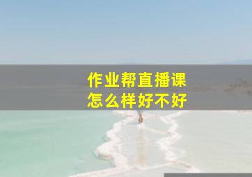 作业帮直播课怎么样好不好