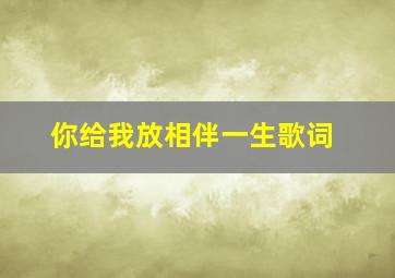 你给我放相伴一生歌词