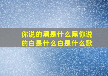 你说的黑是什么黑你说的白是什么白是什么歌