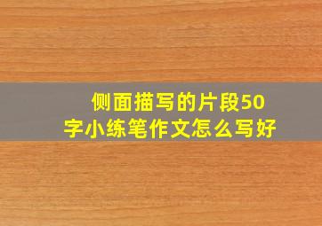 侧面描写的片段50字小练笔作文怎么写好