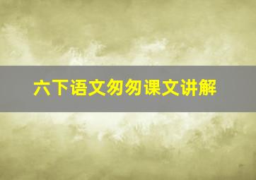 六下语文匆匆课文讲解