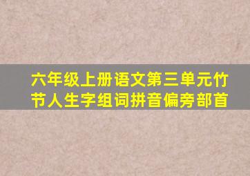 六年级上册语文第三单元竹节人生字组词拼音偏旁部首