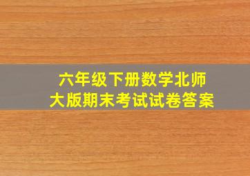 六年级下册数学北师大版期末考试试卷答案