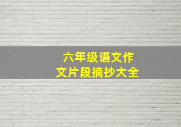 六年级语文作文片段摘抄大全