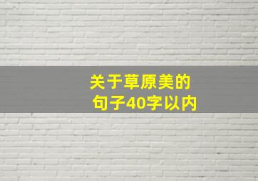 关于草原美的句子40字以内