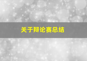 关于辩论赛总结