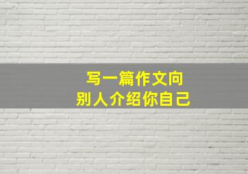 写一篇作文向别人介绍你自己