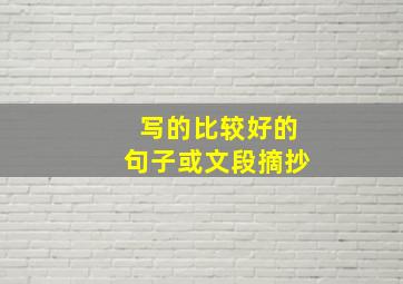 写的比较好的句子或文段摘抄