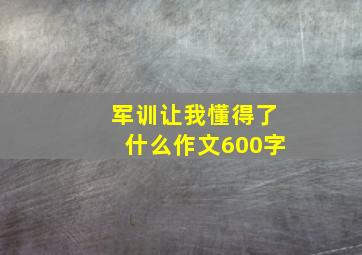 军训让我懂得了什么作文600字