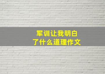 军训让我明白了什么道理作文