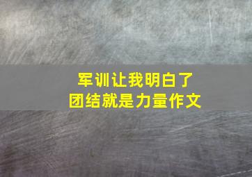 军训让我明白了团结就是力量作文