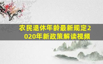 农民退休年龄最新规定2020年新政策解读视频