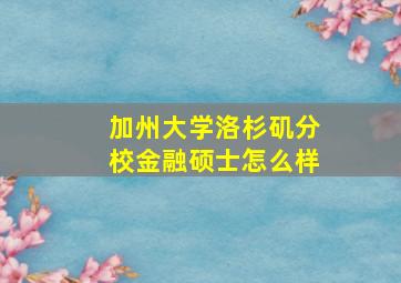 加州大学洛杉矶分校金融硕士怎么样