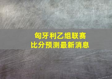 匈牙利乙组联赛比分预测最新消息