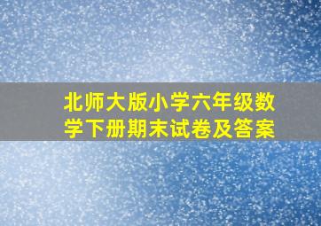 北师大版小学六年级数学下册期末试卷及答案