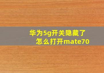 华为5g开关隐藏了怎么打开mate70