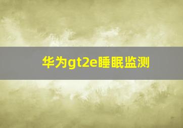 华为gt2e睡眠监测