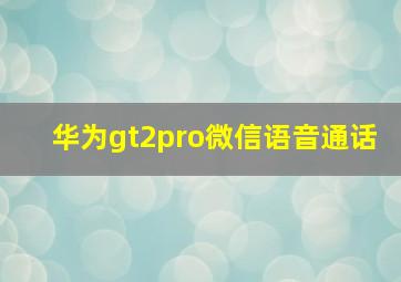 华为gt2pro微信语音通话