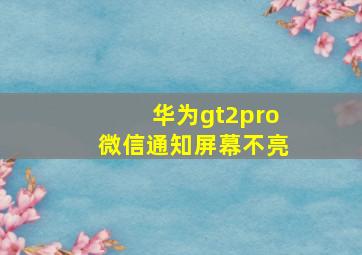 华为gt2pro微信通知屏幕不亮