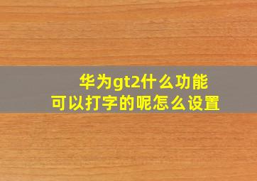 华为gt2什么功能可以打字的呢怎么设置