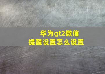 华为gt2微信提醒设置怎么设置