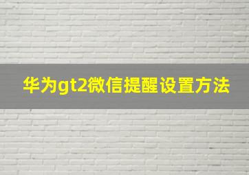 华为gt2微信提醒设置方法