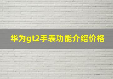 华为gt2手表功能介绍价格