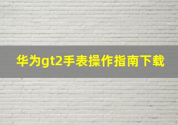 华为gt2手表操作指南下载