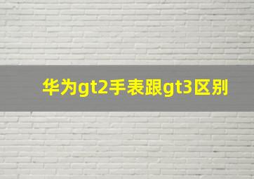 华为gt2手表跟gt3区别