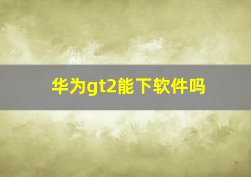 华为gt2能下软件吗