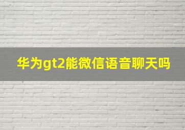 华为gt2能微信语音聊天吗