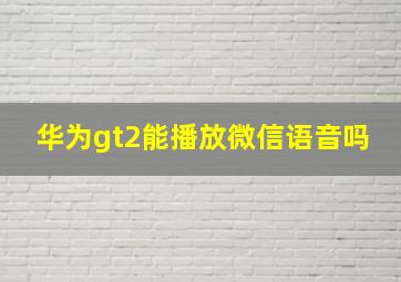 华为gt2能播放微信语音吗