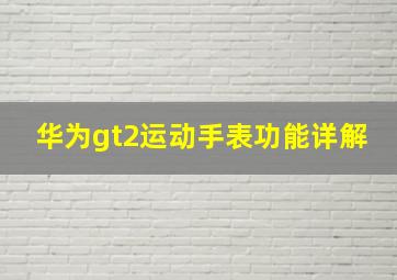 华为gt2运动手表功能详解