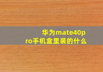 华为mate40pro手机盒里装的什么